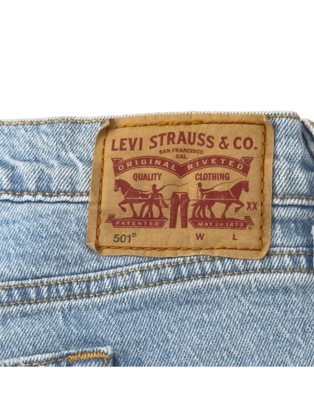 Levis 501 Womens Distressed Light Wash Hi-Rise Denim Shorts Size 22W Button Fly - Picture 9 of 16